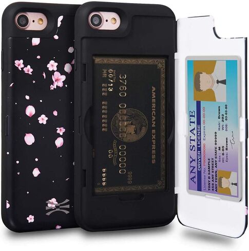 حافظة TORU CX PRO لهاتف iPhone SE 2022 / SE 2020 / iPhone 8 / iPhone 7 | غطاء واقٍ مقاوم للصدمات شديد التحمل مع حامل بطاقة مخفي وفتحة للبطاقة | مرآة بلاستيكية متضمنة - أسود in Kuwait