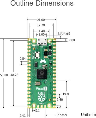 2 PCS Color-Coded Pre-soldered Raspberry Pi Pico 2 Microcontroller Development Board with Header Based on Official RP2350 Chip,Dual-core and Dual-Architecture Design in Saudi Arabia