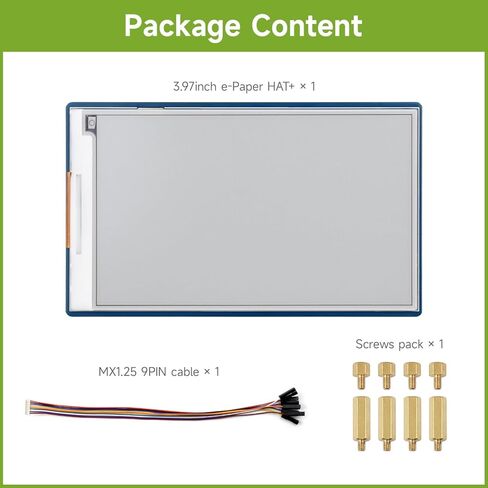 Waveshare 3.97inch E-Paper Display, E-Ink Display, 800 × 480 Pixels, Black/White, 4 Grey Scales, SPI Interface, Standard Raspberry Pi 40PIN GPIO Header, Comes with Driver Board in Saudi Arabia