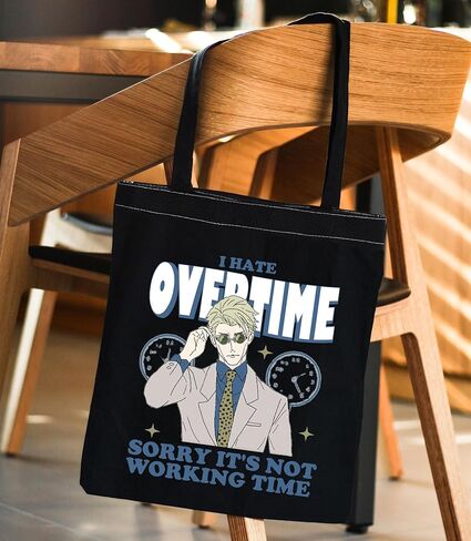 ENSIANTH JJK Inspired Tote Bag I hate Overtime Anime Lover Gift Sorcerer Curse Fighter Japanese Anime Fan Shopping Bag in Saudi Arabia