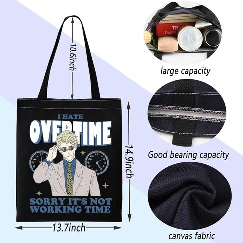 ENSIANTH JJK Inspired Tote Bag I hate Overtime Anime Lover Gift Sorcerer Curse Fighter Japanese Anime Fan Shopping Bag in Saudi Arabia