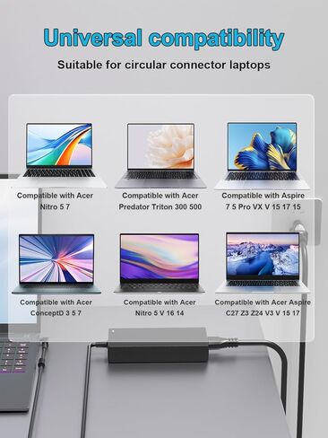 شاحن تيار متردد 180 واط متوافق مع Acer Nitro 5 7 AN517 AN515 V17 V16 V15 V14 Series AN515-58 AN515-57 AN517-55 AN517-54 AN715-52 N1812 N20C1 (يناسب الكمبيوتر المحمول 135 وات) محول طاقة بديل in Saudi Arabia