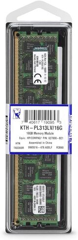 تقنية Kingston 16 جيجابايت (1 × 16 جيجابايت) 1333 ميجا هرتز DDR3 PC3-10600 Reg ECC ذات الجهد المنخفض DIMM لخوادم HP/Compaq المختارة KTH-PL313LV/16G in Saudi Arabia