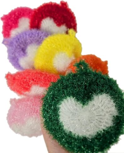 100% Handmade Crochet Heart Round Design Dish Scrubber Scrubbies 3 Set in Saudi Arabia
