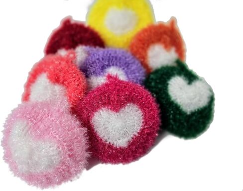 100% Handmade Crochet Heart Round Design Dish Scrubber Scrubbies 3 Set in Saudi Arabia