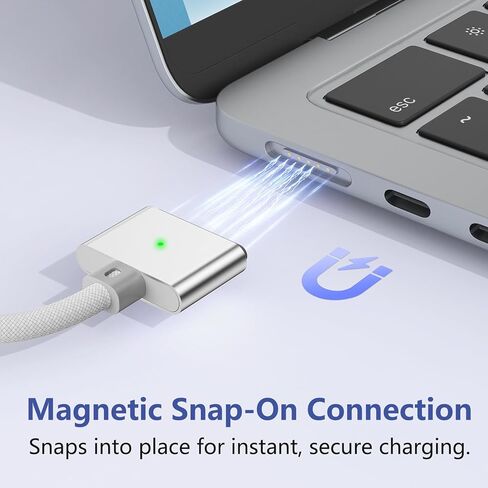 كابل USB-C إلى مغناطيسي 3 بقوة 140 واط، بطول 6.6 أقدام متوافق مع كابل شحن MagSafe لجهاز MacBook Pro 16/14 بوصة 2024/2023 (M4/M3/M2) وMacBook Air 15/13 بوصة 2025/2024 (M4/M3/M2) in Kuwait