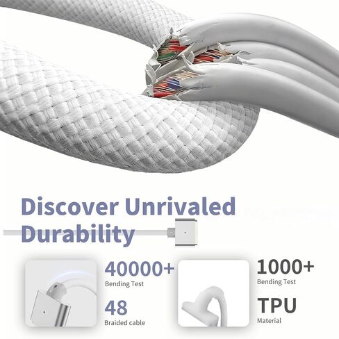 كابل USB-C إلى مغناطيسي 3 بقوة 140 واط، بطول 6.6 أقدام متوافق مع كابل شحن MagSafe لجهاز MacBook Pro 16/14 بوصة 2024/2023 (M4/M3/M2) وMacBook Air 15/13 بوصة 2025/2024 (M4/M3/M2) in Kuwait