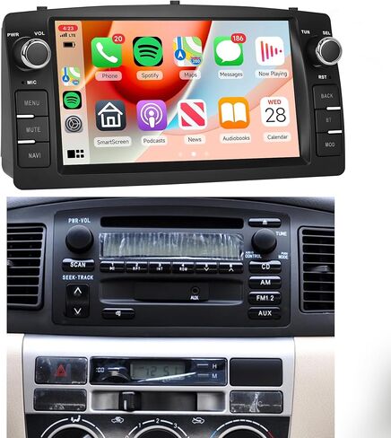 4Core 4G+64G Android Car Stereo Radio for Toyota Corolla E120 E130 2000-2004, Rimoody Wireless CarPlay Android Auto GPS 7 Inch Touch Screen Mirror Link WiFi Bluetooth FM RDS SWC Backup Camera in Saudi Arabia
