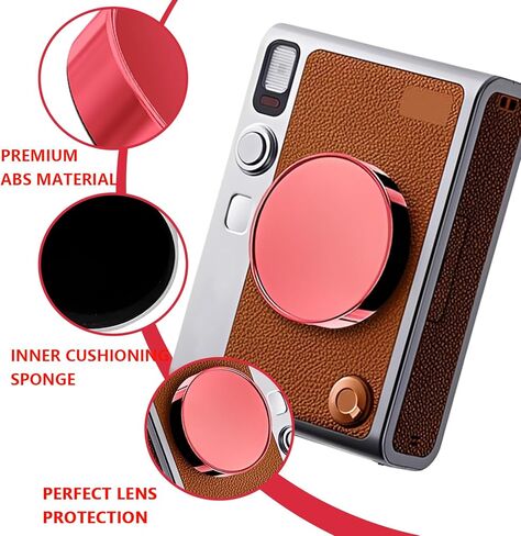 Lens Cap Compatible with Fuji Instax Mini Evo Camera, ABS Protective Cover with Flocking Interior, Color for Dust & Scratch Prevention (Red) in Saudi Arabia