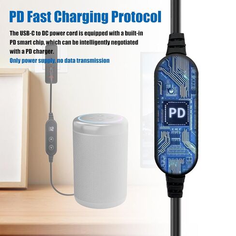 كابل USB C إلى DC 5V/9V/12V/15V/20V مع 8 رؤوس تحويل DC وشاشة عرض LED، وكابل طاقة USB إلى DC للاستخدام مع شاحن PD وبنك الطاقة PD لمكبرات الصوت وأجهزة التوجيه وأجهزة الكمبيوتر المحمولة (3.9 قدم) in Kuwait