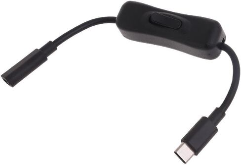 USB-C Extension Cable with Inline On/Off Switch - 8In Power Control for Monitors, Printers and Gaming | Gold-Plated Connectors and 4K Video Support (Black) in Saudi Arabia