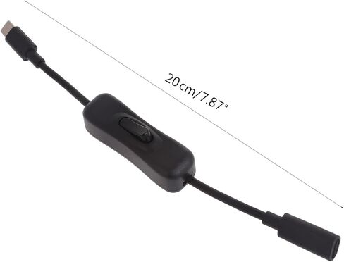 USB-C Extension Cable with Inline On/Off Switch - 8In Power Control for Monitors, Printers and Gaming | Gold-Plated Connectors and 4K Video Support (Black) in Saudi Arabia
