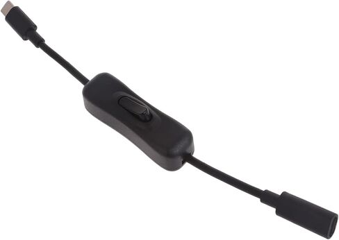 USB-C Extension Cable with Inline On/Off Switch - 8In Power Control for Monitors, Printers and Gaming | Gold-Plated Connectors and 4K Video Support (Black) in Saudi Arabia