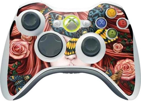 غلاف Skinit لألعاب الألعاب متوافق مع وحدة التحكم اللاسلكية Xbox 360 - مرخصة رسميًا من Sarah Richter Gothic Woman وDeath Moth Butterflies من تصميم Sarah Richter in Kuwait