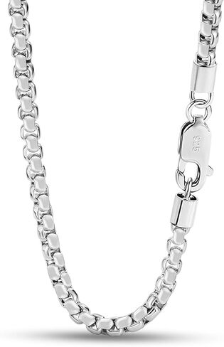 Dankadi Men 925 Sterling Silver 5MM Square Rolo Link Necklace Women Round Box Chain 16" 18" 20" 22" 24" 26" 28" 30" 38" Choker Unisex Jewelry Gift in Saudi Arabia