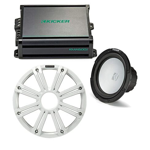 Kicker 10 Inch LED Marine Subwoofer (White) 600 Watt Amplifier Bundle in Saudi Arabia
