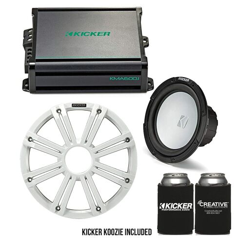 Kicker 10 Inch LED Marine Subwoofer (White) 600 Watt Amplifier Bundle in Saudi Arabia