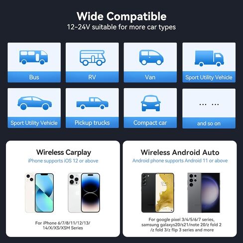شاشة Apple Carplay المحمولة للسيارة، شاشة لمس لاسلكية مقاس 10 بوصات مع كاميرا داش 4K، وكاميرا احتياطية 1080 بكسل، وCarplay&Android Auto، وتسجيل حلقة، وملاحة GPS، وبلوتوث in Kuwait