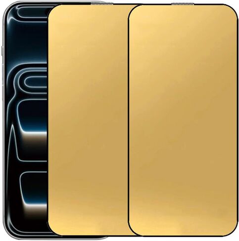 عبوتان من واقي الشاشة من الزجاج المقوى المضاد للون الأزرق لهاتف iPhone 17 Pro Max مقاس 6.9 بوصة ذهبي in Saudi Arabia