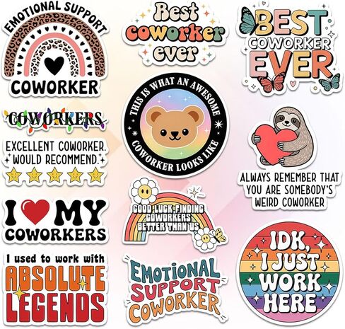 12 Pcs Coworker Stickers Pack, Office and Workplace Vinyl Decals for Employees, Colleagues, Coworkers, Team Members, Cute Work Quote Designs for Laptop, Bottle, Notebook, Desk Accessories 3 Inches in Saudi Arabia