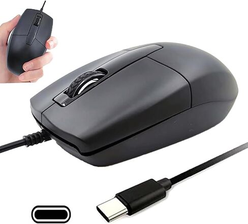 USB C Wired Mouse, Type-C Interface Portable Lightweight Ergonomic Silent Optical Mice, Plug and Play, 3-Button Ambidextrous for Mobile Phone PC Laptop Tablet MacBook, Home Office Travel Boy Men Gift in Saudi Arabia