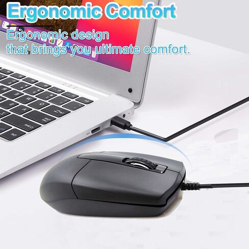 USB C Wired Mouse, Type-C Interface Portable Lightweight Ergonomic Silent Optical Mice, Plug and Play, 3-Button Ambidextrous for Mobile Phone PC Laptop Tablet MacBook, Home Office Travel Boy Men Gift in Saudi Arabia