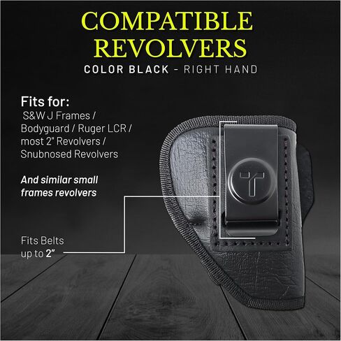 4 in 1 Multi Position IWB/OWB Eco Leather Holster for Revolvers. Fits Most 2" and Snubnosed Revolvers, S&W, Taurus 84,85, Rug LCR, M&P Bodyguard 38. J Frame Holster in Saudi Arabia