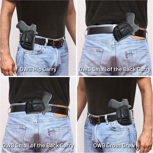 4 in 1 Multi Position IWB/OWB Eco Leather Holster for Revolvers. Fits Most 2" and Snubnosed Revolvers, S&W, Taurus 84,85, Rug LCR, M&P Bodyguard 38. J Frame Holster in Saudi Arabia