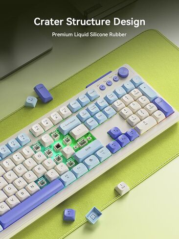 Wireless Keyboard and Mouse Combo, RGB Backlit Rechargeable 2000 mAh Battery, Wireless Computer Keyboards, Tri-Mode Bluetooth/2.4GHz/USB-C Custom Creamy Keyboard, RGB Backlit Media Knob in Kuwait