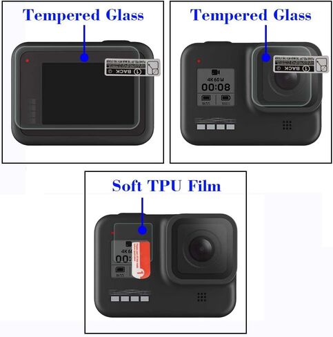 واقي شاشة لكاميرا GoPro Hero 8 Hero8 Black Action Camera LCD + واقي شاشة للعدسة، واقي زجاجي مقوى بصلابة 9H، مضاد للخدش وبصمات الأصابع ومضاد للفقاعات [6 عبوات] in Kuwait