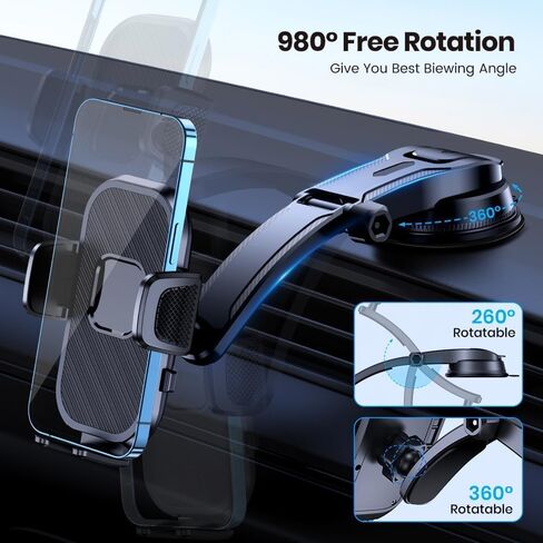 Upgrade Car Phone Holder Mount, Universal Cell Phone Car Mount for Dashboard Car Dash Mount Mobile Holder for iPhone All Android Smart Phones in Saudi Arabia