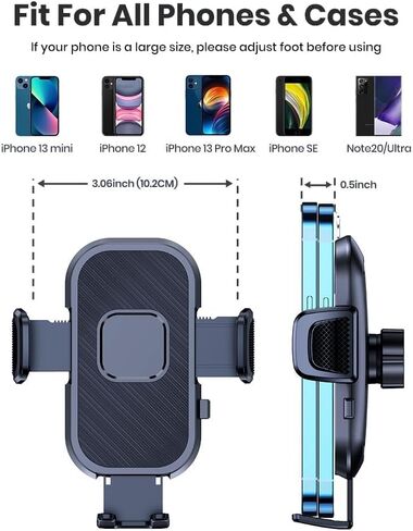 Upgrade Car Phone Holder Mount, Universal Cell Phone Car Mount for Dashboard Car Dash Mount Mobile Holder for iPhone All Android Smart Phones in Saudi Arabia