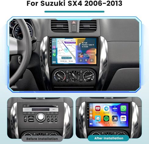 [DSP & EQ] راديو سيارة 2+64 جيجا لسيارة سوزوكي SX4 2006-2013 Carplay Android Auto، 9 بوصة IPS شاشة تعمل باللمس ستيريو سيارة مع Bluetooth5.0 GPS Navigation FM RDS 5 جيجا هرتز WiFi كاميرا احتياطية in Kuwait