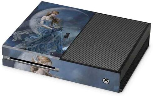 غلاف Skinit المخصص للألعاب المتوافق مع وحدة تحكم Xbox One - مرخص رسميًا من Nene Thomas Fairy مع قطة سوداء تجلس على القمر من Nene Thomas Design in Kuwait