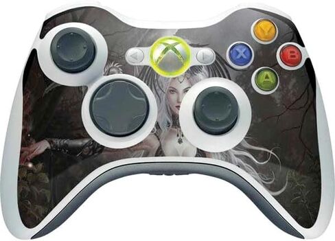 ملصق Skinit المخصص للألعاب المتوافق مع وحدة التحكم اللاسلكية Xbox 360 - مرخص رسميًا من Nene Thomas Gothic Princess with Silver Dragon من Nene Thomas Design in Saudi Arabia