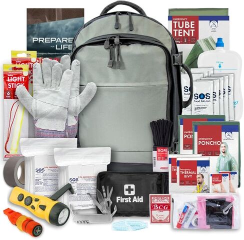 حقيبة النجاة الحضرية/حقيبة الذهاب ومستلزمات النجاة من الكوارث لما يصل إلى 6 أشخاص | مجموعة أدوات النجاة لحرائق الغابات والأعاصير والاضطرابات المدنية والمزيد in Kuwait