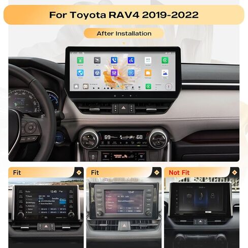 راديو سيارة 8 + 256 جيجابايت لسيارة Toyota RAV4 2019-2022، شاشة لمس QLED مقاس 12.3 بوصة 1920×720P، CarPlay/Android Auto لاسلكي، Android 13، 8-Core، Bluetooth 5.0، 5G WiFi/4G LTE in Kuwait