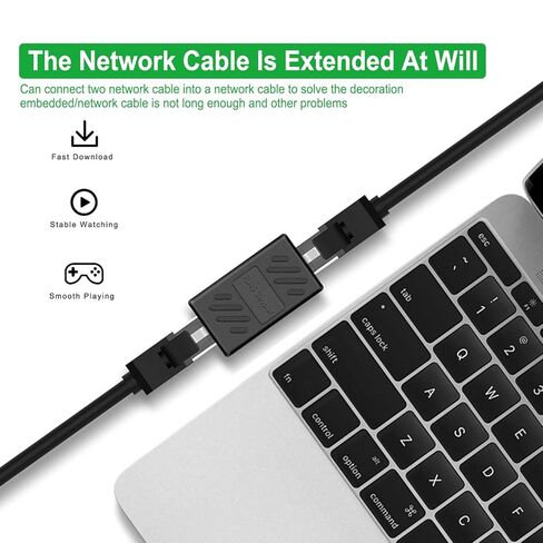وصلة إيثرنت Y.D.F RJ45، وصلة شبكة، لموصل موسع كابل إيثرنت Cat7/Cat6/Cat5e/cat5 - أنثى، أسود، 5 عبوات in Kuwait