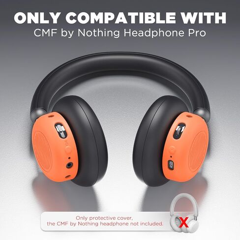 غطاء حافظة سماعات الرأس CMF by Nothing Pro Shell، غطاء حماية من السيليكون متوافق مع CMF by Nothing Headphone Pro، ملحقات حافظة سماعات الرأس الناعمة المضادة للخدش والصدمات (برتقالي) in Kuwait
