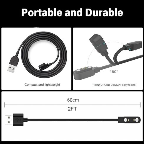 2-Pack Compatible with Raycon Open Ear Bone Conduction Charger,2pin Magnetic USB Charging Cable for Raycon Bone Conduction Headphones in Saudi Arabia