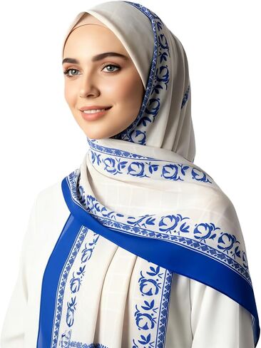 حجاب رأس طويل منقوش للنساء المسلمات - تصميمات حجاب مطبوعة حجاب/شال نسائي in Saudi Arabia