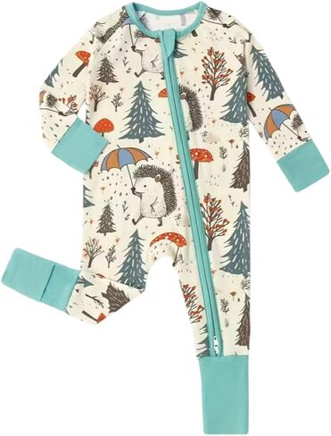 Bamboo Baby Romper Long Sleeve with 2 Way Zipper Foldable Foot Covers Romper for Boys and Girls in Saudi Arabia