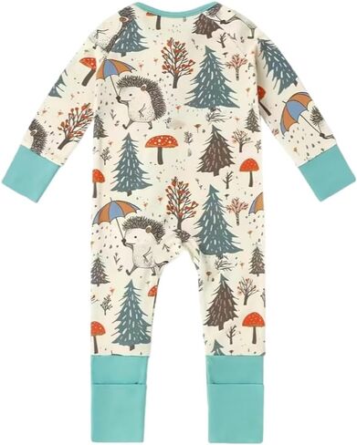 Bamboo Baby Romper Long Sleeve with 2 Way Zipper Foldable Foot Covers Romper for Boys and Girls in Saudi Arabia