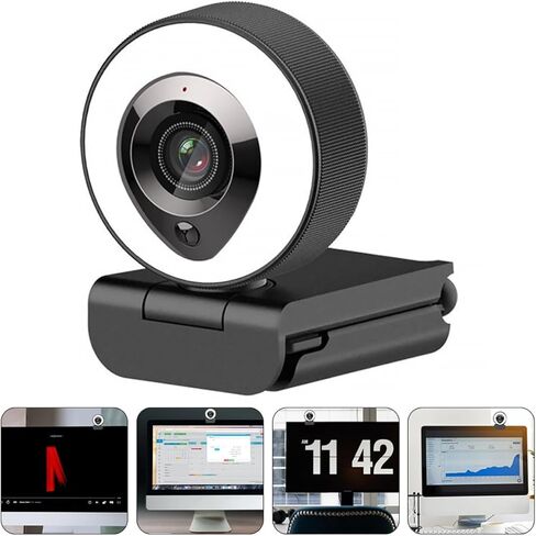 4k Auto-Focusing Webcam with Mic and Fill Light, High Definition USB Live Streaming Camera for Computer Video Calls and Online Conferencing in Saudi Arabia