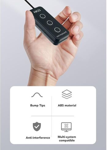 Zunate Custom USB Mini Keypad, Programmable Macro Keyboard Raised Braille Design, Magnetic Mounting One Handed Keyboard for PC Video Game Office Work (HK33 3 Key Positions) in Saudi Arabia