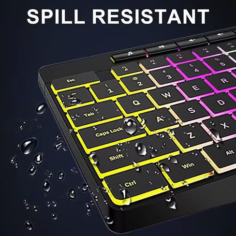Wired Rainbow LED Gaming Keyboard, 104 Keys Light Up Mechanical Feeling Computer Keyboard for Windows, Laptop, PC Gamers Office Device, Travel, Easy to Carry on Business Trip,Woking(Black) in Saudi Arabia