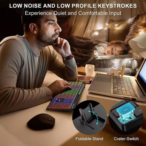 Wired Rainbow LED Gaming Keyboard, 104 Keys Light Up Mechanical Feeling Computer Keyboard for Windows, Laptop, PC Gamers Office Device, Travel, Easy to Carry on Business Trip,Woking(Black) in Saudi Arabia