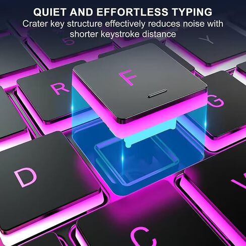 Wired Rainbow LED Gaming Keyboard, 104 Keys Light Up Mechanical Feeling Computer Keyboard for Windows, Laptop, PC Gamers Office Device, Travel, Easy to Carry on Business Trip,Woking(Black) in Saudi Arabia