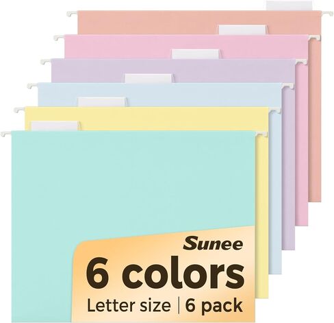 مجلدات ملفات معلقة Sunee ، 6 حزمة الحزمة حجم ملفات معلقة مع علامات تبويب 1/5 ، مثالية لتصنيف المنظمات المنزلية والمكتبية والأوراق ، Morandi Colors in Saudi Arabia