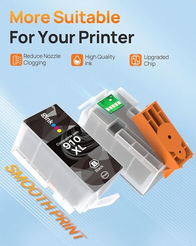خراطيش حبر E-Z 910XL لاستبدال طابعات HP لحزمة كومبو خراطيش حبر HP 910XL 910XL باللون الأسود واللون تستخدم مع طابعات OfficeJet 8010 8015 8018 8022 Pro 8025 8020 (4 عبوات) in Kuwait